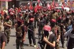 الاف المواطنين والمسلحين يشاركون في مسيرة الانتصار للجبهة الشعبية بغزة