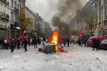 الفوضى تسود في شوارع بروكسل بعد فوز المغرب على بلجيكا 