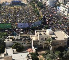 مئات الاف المواطنين يحتشدون في 'سرايا غزة' في ذكرى استشهاد الزعيم الخالد عرفات
