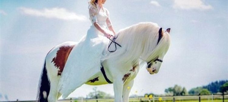 فتاة تنقذ حصان وتمتطيه في حفل زفافها