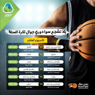  الاتحاد الفلسطيني لكرة السلة يجدول مباريات الاسبوع العاشر لدوري جوال