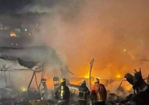 حريق كبير في سوق 'البالة' في نابلس