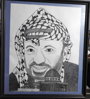 لوحة 'القدس اولاً' في متحف ياسر عرفات