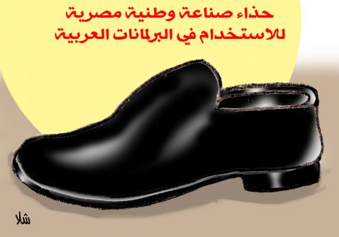 كرتون من شلا 'حذاء صناعة وطنية مصرية للآستخدام في البرلمانات العربية'